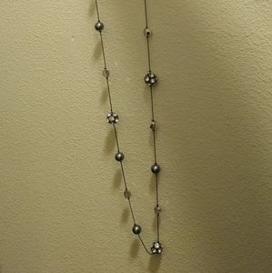 Grey/Silver Long Fashion Necklace